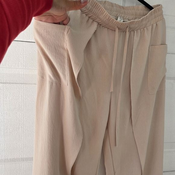 B Beige Split-Leg Pants XL| Boho Resort Style Wide Leg | Coastal Minimalist - Picture 6 of 11